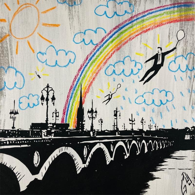 Peinture Flying over the bridge par Di Vicino Gaudio Alessandro | Tableau Acrylique