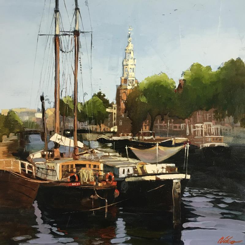 Painting At the pier by Niko Marina  | Painting Figurative Urban Marine Oil