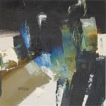 Peinture Night in the suburbs par Virgis | Tableau Abstrait Huile Minimaliste