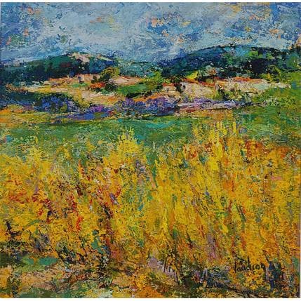 Peinture Fond Joyeuse dans le Lubéron par Vaudron | Tableau Figuratif Gouache Paysages