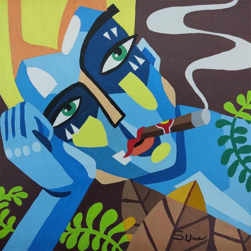 Painting PENSAMIENTO 2 by S.Uria | Painting Figurative Portrait Acrylic