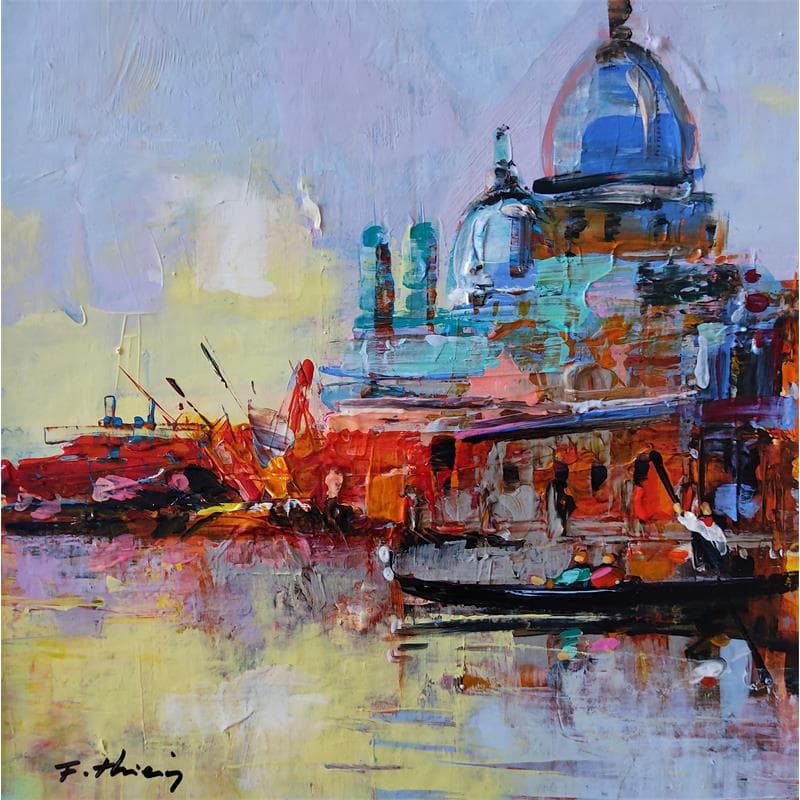 Pintura Channel de Venice por Frédéric Thiery | Pintura Figurativo Paisajes Urbano Acrílico