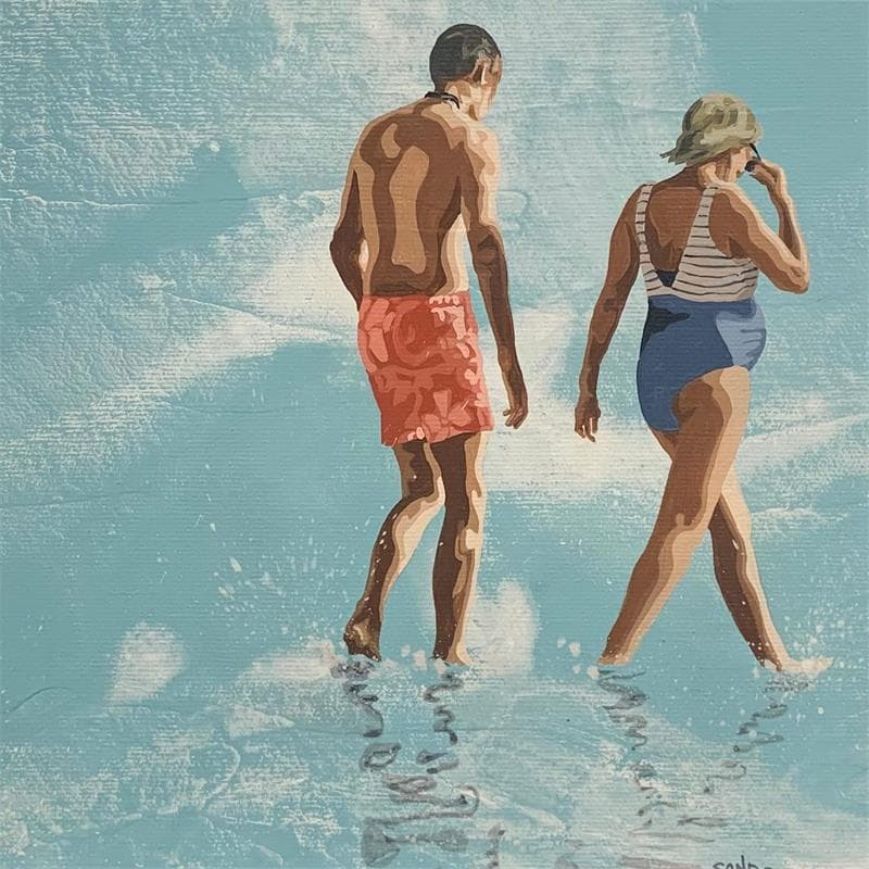 Gemälde Atlantique au futur von Sand | Gemälde Figurativ Alltagsszenen Acryl