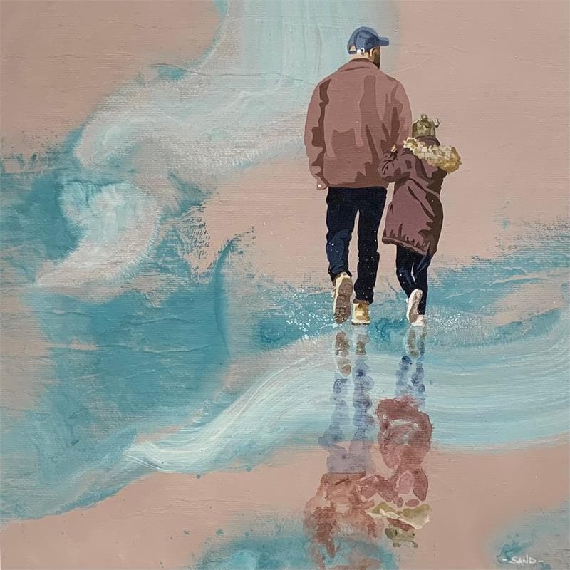 Painting Papa balade by Sand | Painting Figurative Life style Acrylic