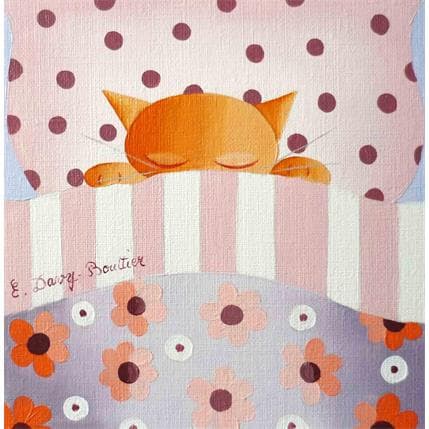 Peinture Bien au chaud par Davy Bouttier Elisabeth | Tableau Art naïf Huile Animaux, Scènes de vie