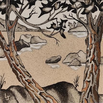 Painting Sur le sentier de randonnée by Jovys Laurence | Painting Figurative Sand Landscapes, Pop icons