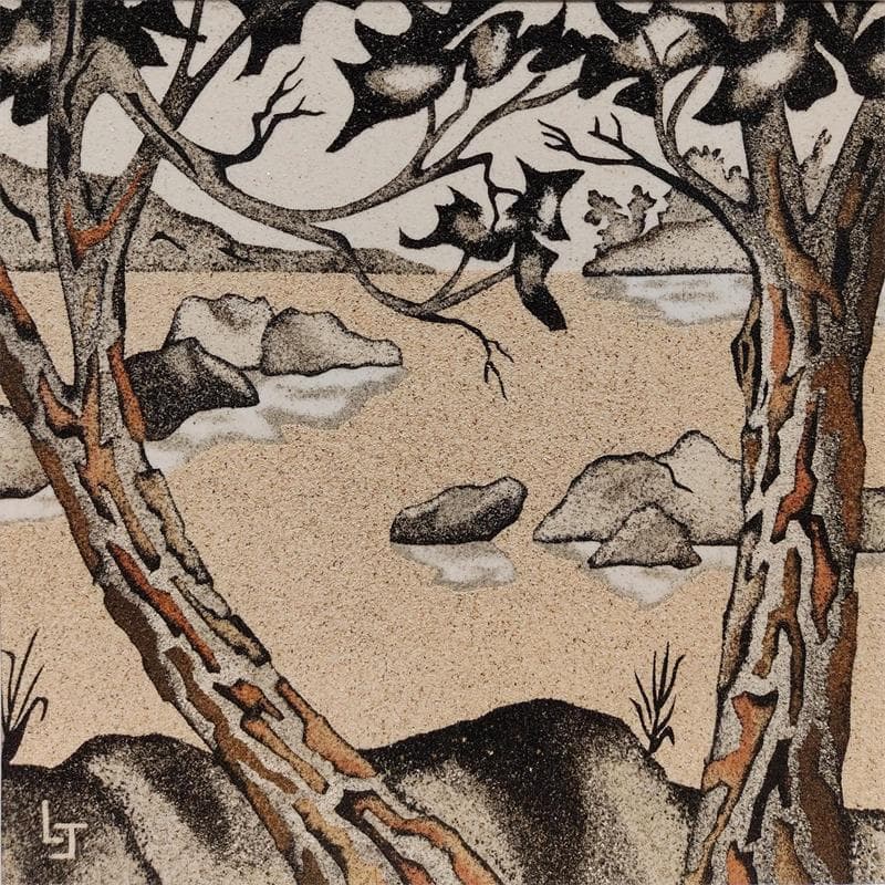 Peinture Sur le sentier de randonnée par Jovys Laurence | Tableau Figuratif Paysages Sable