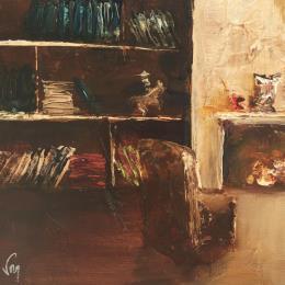 Peinture English Club he... par Vinnie | Tableau Figuratif Huile Scènes de vie