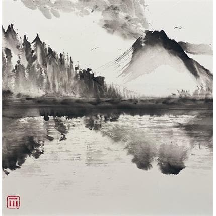 Painting Mont Fuji dans la brume by De Giorgi Mauro | Painting Raw art Landscapes, Minimalist