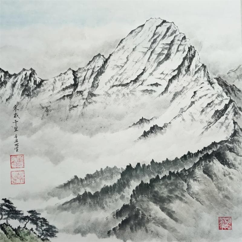 Peinture Crest line par Du Mingxuan | Tableau Figuratif Paysages Aquarelle
