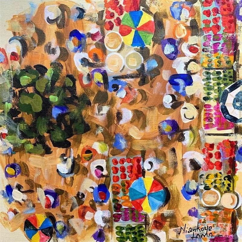 Painting PLACE DE MARCHE by Lama Niankoye | Painting Figurative Life style Acrylic