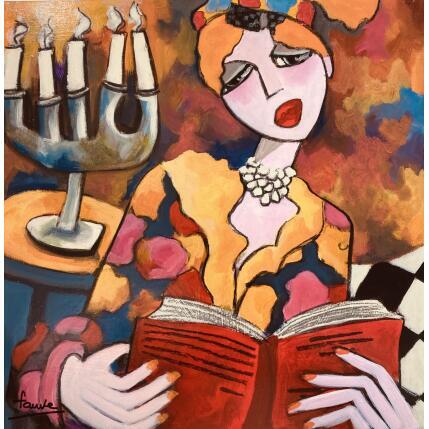 Painting Liseuse à la robe a fleur by Fauve | Painting Figurative Acrylic Life style, Portrait