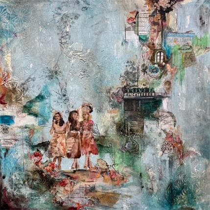 Painting Sweet Summer by Bergeron Marie-Josée | Painting Figurative Acrylic, Gluing, Oil Life style, Portrait