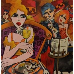 Peinture Repas en Musique par Fauve | Tableau Figuratif Acrylique Scènes de vie