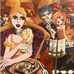 Painting Repas en Musique by Fauve | Painting Figurative Acrylic Life style