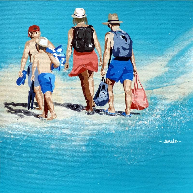 Painting Barda familial d'août by Sand | Painting Figurative Landscapes Marine Life style Acrylic
