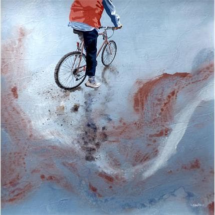 Painting Bicyclette iodée en mai by Sand | Painting Figurative Acrylic Landscapes, Life style, Marine
