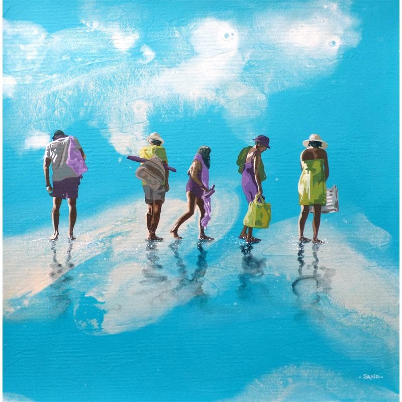 Painting Aoutiens sur plage by Sand | Painting Figurative Landscapes Marine Life style Acrylic