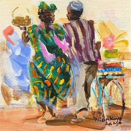 Peinture LE COUPLE par Lama Niankoye | Tableau Figuratif Acrylique Scènes de vie