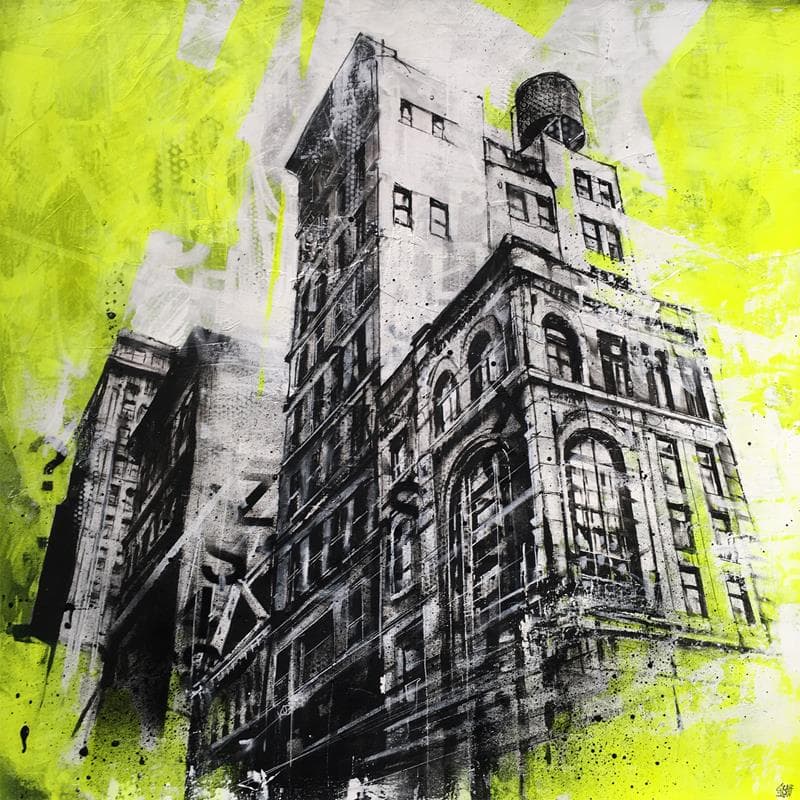 Peinture Warm's eye view par Graffmatt | Tableau Street Art Urbain Acrylique