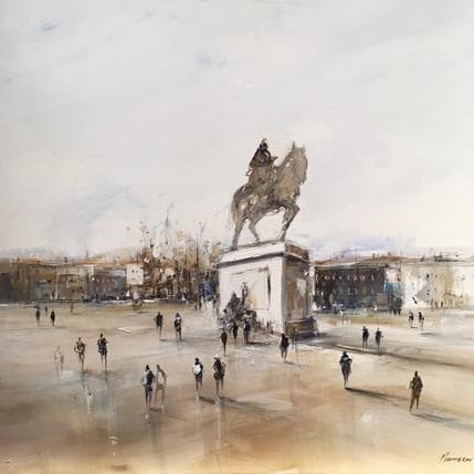 Painting Sans Titre ( Bellecour) by Poumelin Richard | Painting Figurative Oil Urban