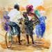 Painting LA RENCONTRE by Lama Niankoye | Painting Figurative Life style Acrylic