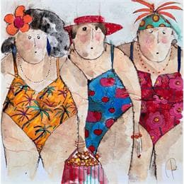 Painting Maryse, Paulette, Irène by Colombo Cécile | Painting Naive art Acrylic Portrait