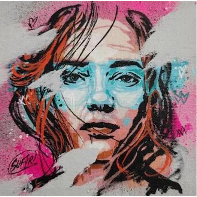 Gemälde Le regard de sophia von Sufyr | Gemälde Pop-Art Porträt Pop-Ikonen Graffiti