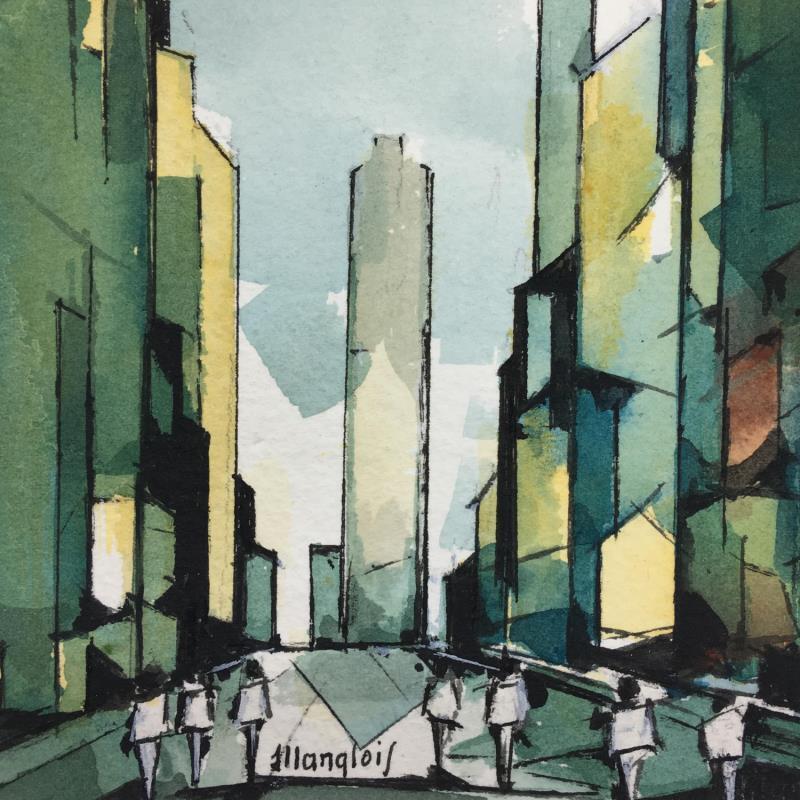 Painting NEW-YORK 6 by Langlois Jean-Luc | Painting Figurative Urban Watercolor