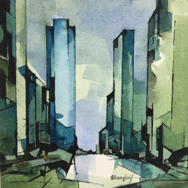 Gemälde NEW YORK von Langlois Jean-Luc | Gemälde Figurativ Urban Aquarell