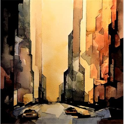 Gemälde NEW YORK von Langlois Jean-Luc | Gemälde Figurativ Aquarell Urban