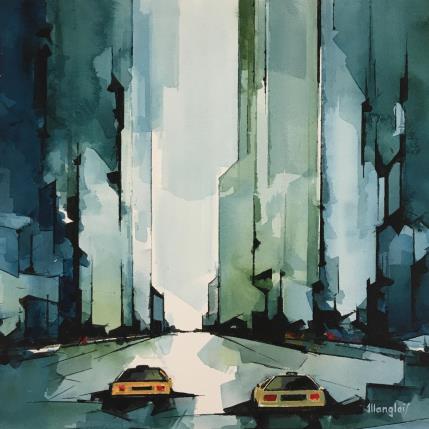 Painting NEW YORK by Langlois Jean-Luc | Painting Figurative Watercolor Urban