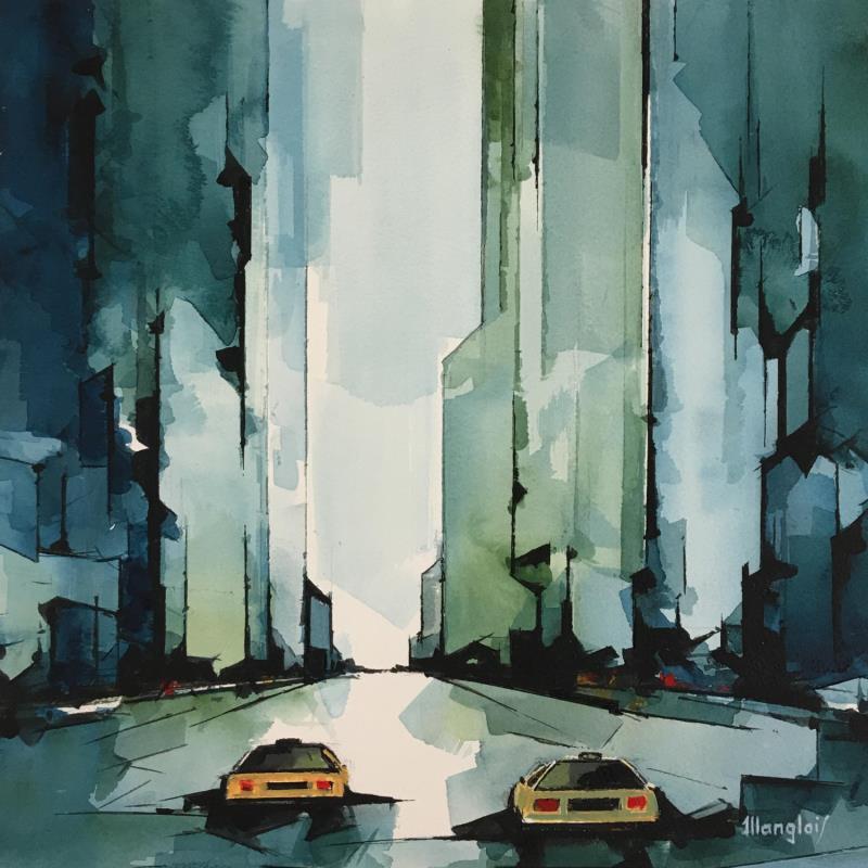 Gemälde NEW YORK von Langlois Jean-Luc | Gemälde Figurativ Urban Aquarell