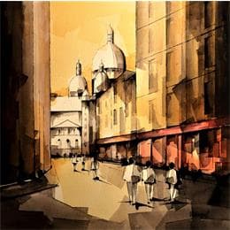 Painting PARIS MONTMARTRE by Langlois Jean-Luc | Painting Figurative Watercolor Life style, Urban