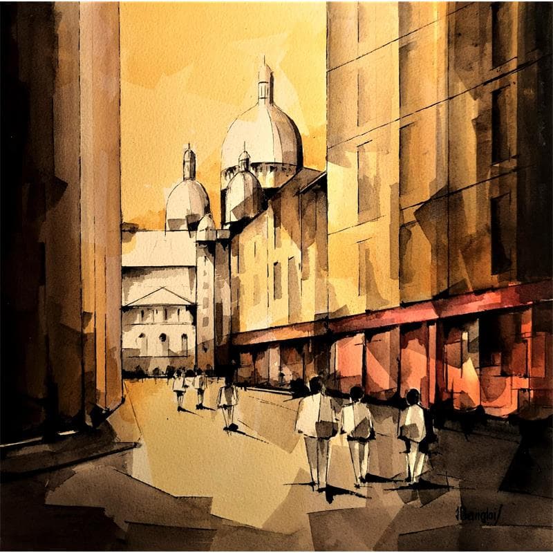 Painting PARIS MONTMARTRE by Langlois Jean-Luc | Painting Figurative Urban Life style Watercolor