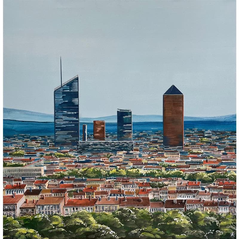 Pintura Lyon Part Dieu. A chacun sa mer por Touras Sophie-Kim  | Pintura Figurativo Urbano