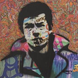 Peinture Alain Delon par G.C.Popartist | Tableau Street Art Acrylique, Graffiti Icones Pop, Portraits