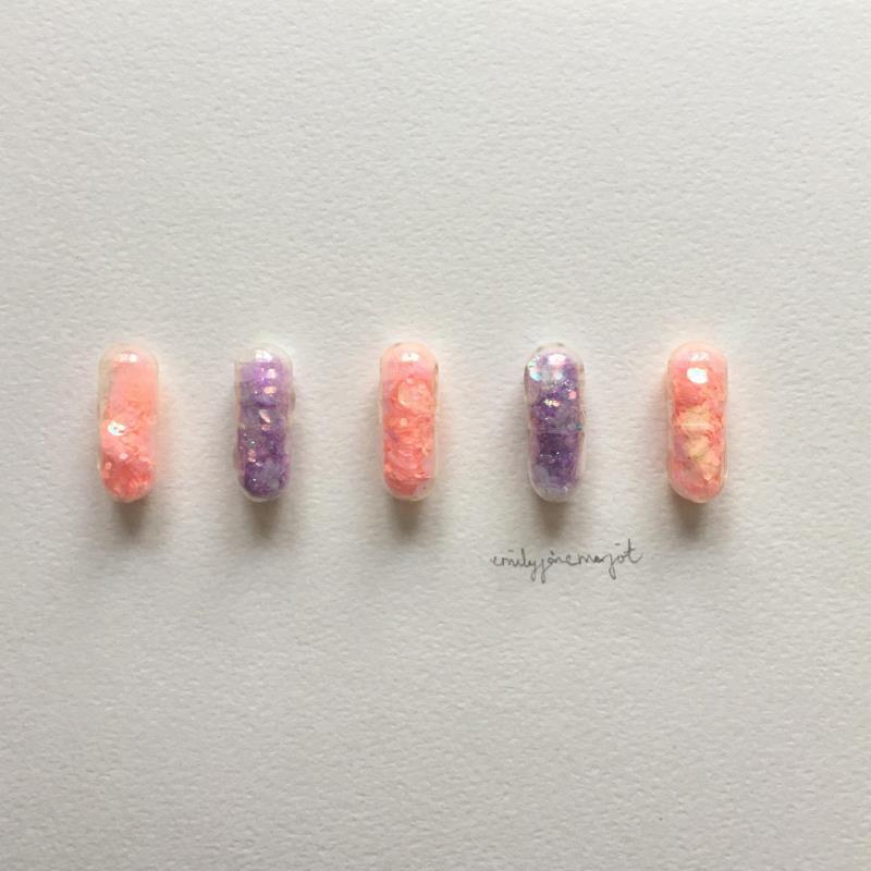 Painting Purple pills by Marjot Emily Jane  | Painting Abstract Subject matter Minimalist