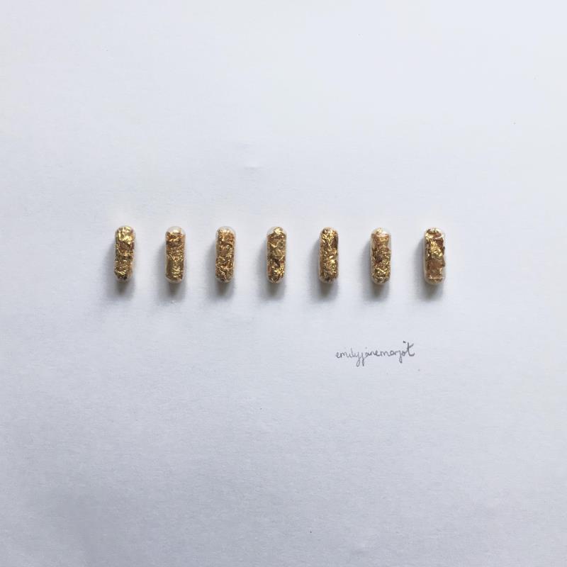 Peinture white and gold par Marjot Emily Jane  | Tableau Abstrait Matiérisme Minimaliste