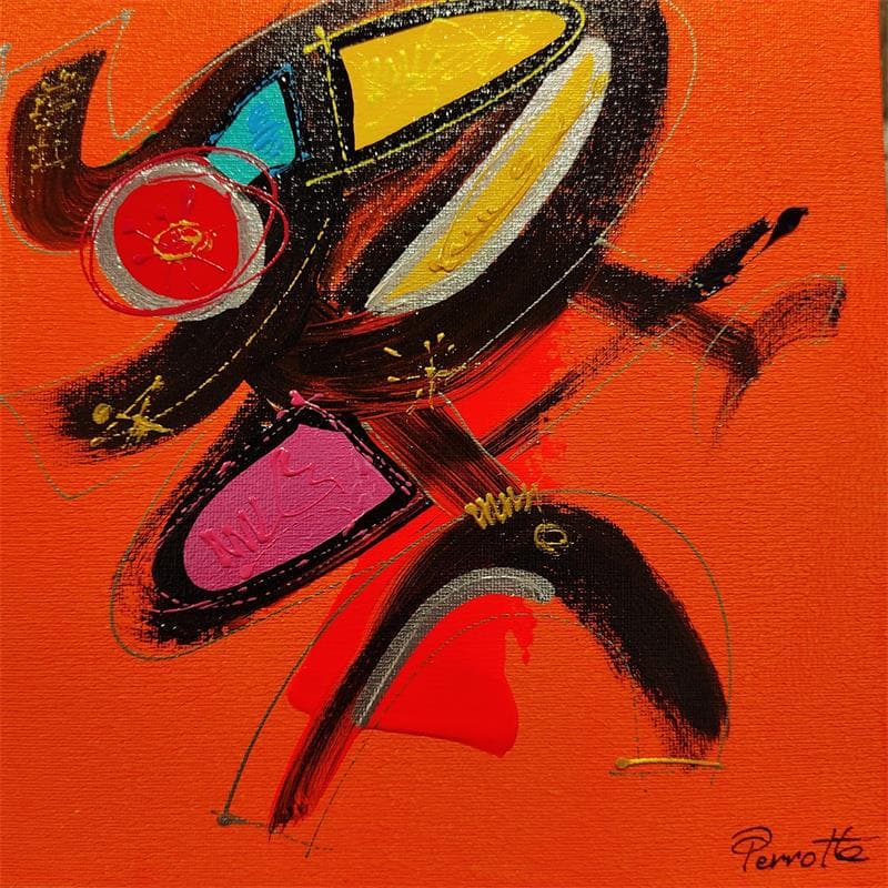 Painting Fox by Perrotte | Painting Abstract Minimalist Cardboard Acrylic