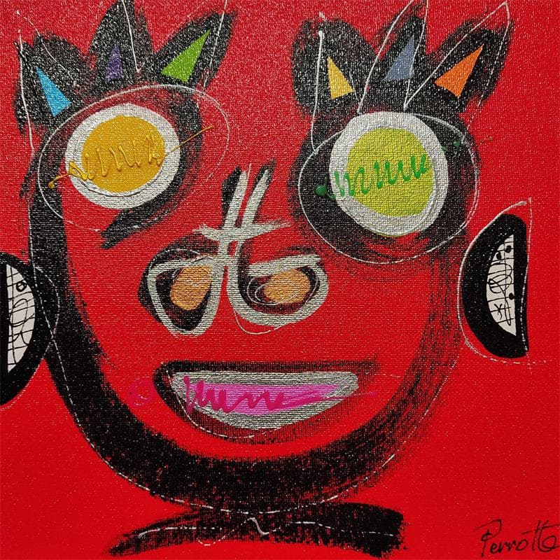 Painting Flo by Perrotte | Painting Abstract Minimalist Cardboard Acrylic