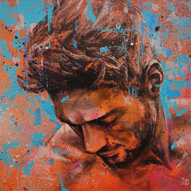 Peinture He wonders why par Graffmatt | Tableau Street Art Portraits Graffiti Acrylique