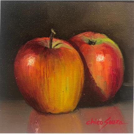 Painting Fuji apple by Chico Souza | Painting Figurative Oil Still-life