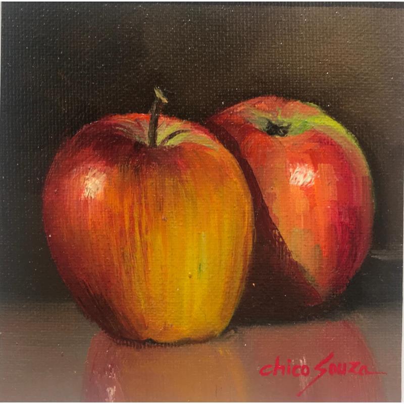 Painting Fuji apple by Chico Souza | Painting Figurative Still-life Oil