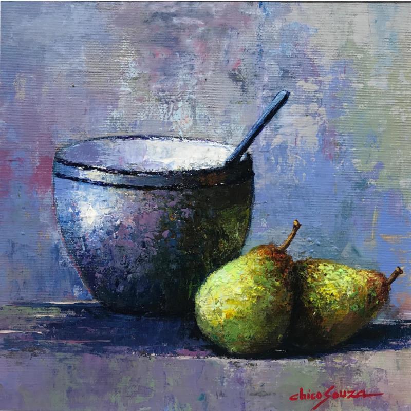 Peinture Green pears par Chico Souza | Tableau Figuratif Natures mortes Huile