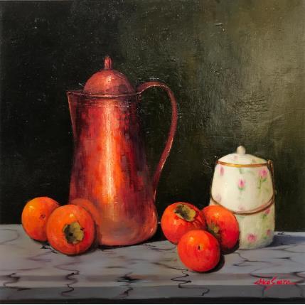 Painting Cooper teapot by Chico Souza | Painting Figurative Oil Still-life