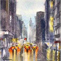 Painting NY Taxis  by Jones Henry | Painting  Watercolor