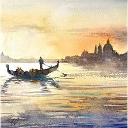 Peinture Gondola par Jones Henry | Tableau  Aquarelle