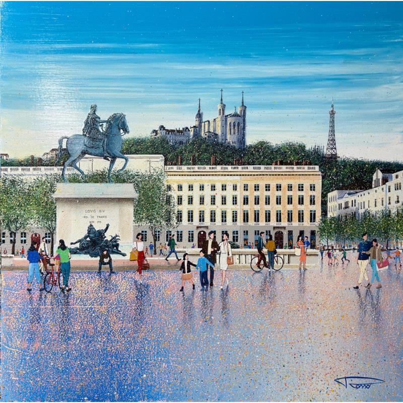 Gemälde La Belle Place Bellecour von Dessapt Alan | Gemälde Figurativ Urban Öl Acryl