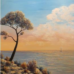 Peinture Calme et volupté par Blandin Magali | Tableau Figuratif Huile Marine, Paysages